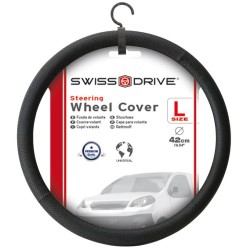 COUVRE VOLANT 37-39CM LUXE SIMILI CUIR NOIR