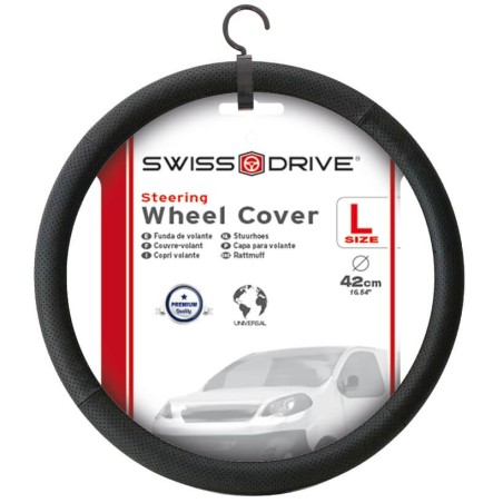 COUVRE VOLANT 37-39CM LUXE SIMILI CUIR NOIR
