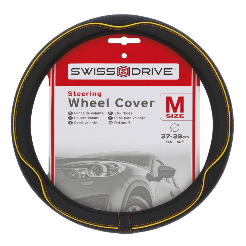 COUVRE-VOLANT CENTAURO 37-39CM. NOIR/JAUNE