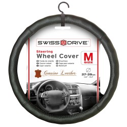COUVRE VOLANT 37-39CM 100% CUIR NOIR