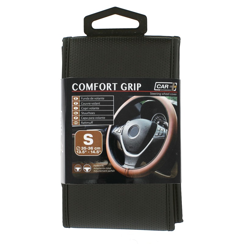 COUVRE-VOLANT COMFORT GRIP NOIR MICRO-PERFORE SURP.NOIRE S 35-36CM