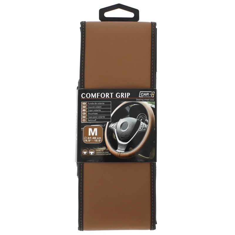 COUVRE-VOLANT COMFORT GRIP MARRON M 37-38CM - SCT