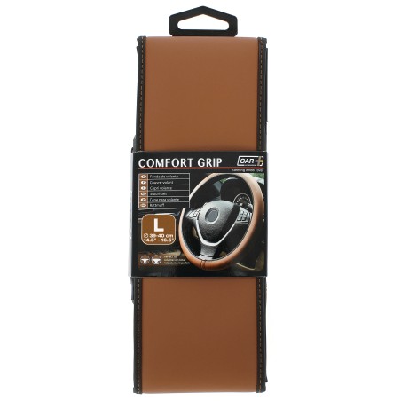 COUVRE-VOLANT COMFORT GRIP MARRON/NOIR L 39-40CM - SCT