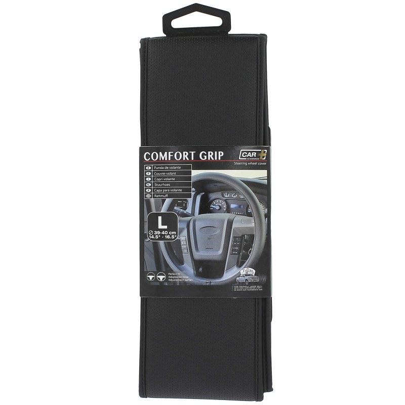 COUVRE-VOLANT COMFORT GRIP MICRO-PERFORE NOIR SURP.NOIRE L 39-40CM