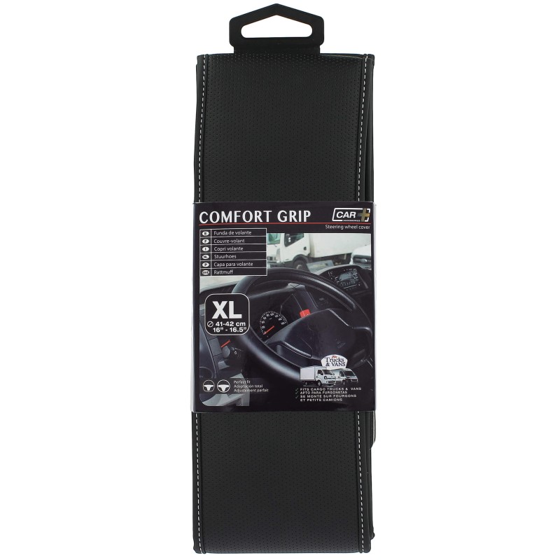 COUVRE-VOLANT COMFGRIP NOIR MICRO-PERF SURP.BLANCHE XL 41-42CM- SCT