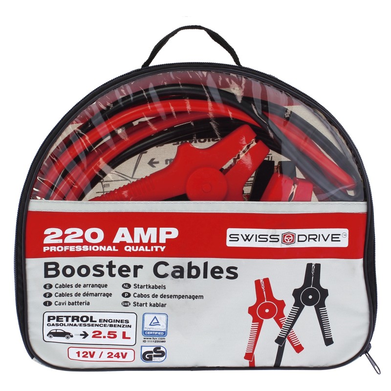 CABLES DE DEMARRAGE REC.CUIVRE 220AMP. 18MM². 3,0M. GS-TUV.