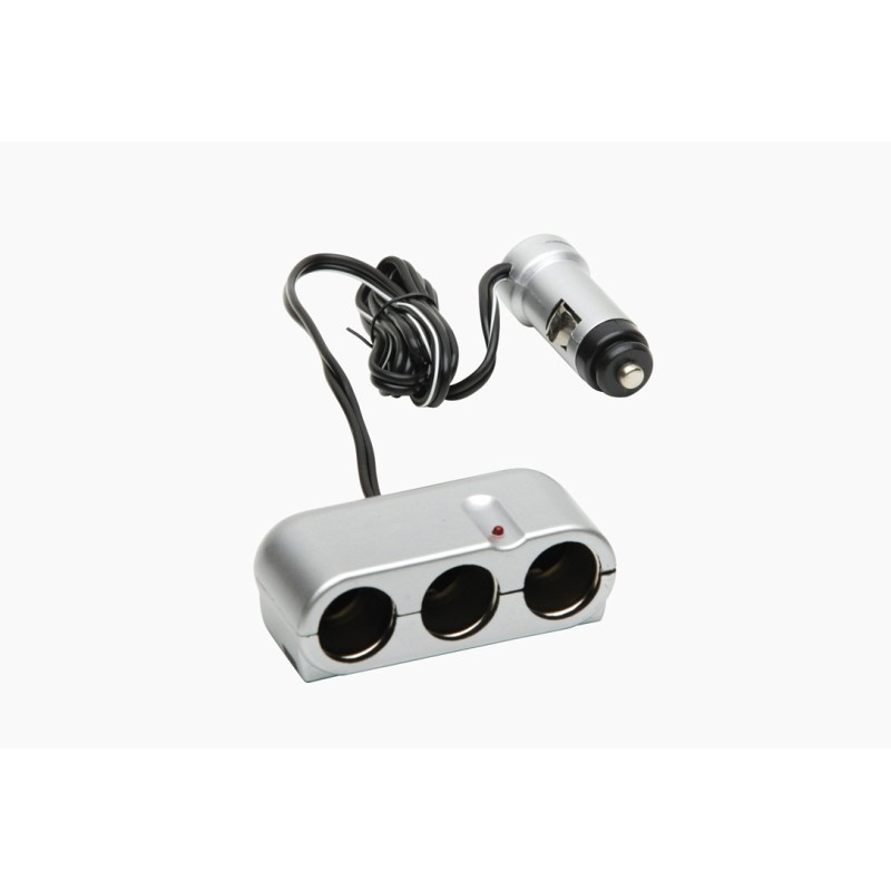 MULTIPRISE 3 SORTIES ARGENT SUR ALLUME-CIGARE 12V - FDS