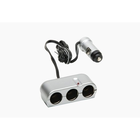 MULTIPRISE 3 SORTIES ARGENT SUR ALLUME-CIGARE 12V - FDS