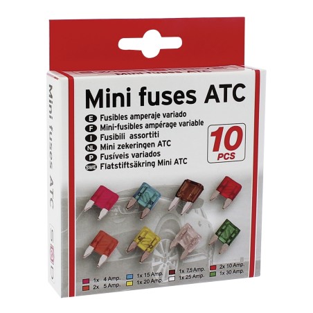 BOITE DE 10 MINI FUSIBLES ATC AMPERAGE VARIABLE