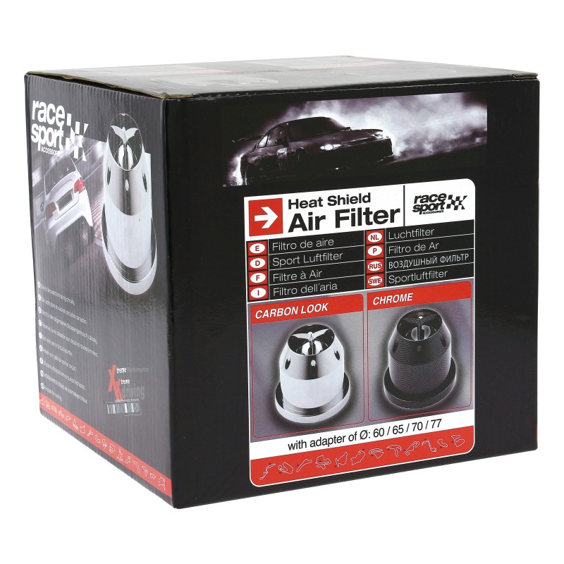 FILTRE A AIR UNIVERSEL + 4 BAGUES CHROME LOOK - SCT