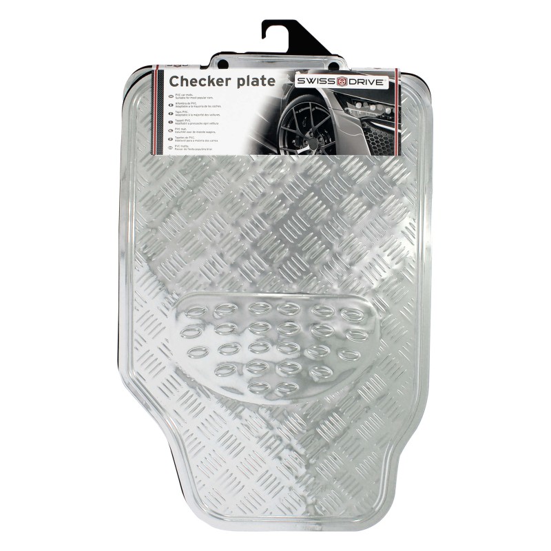 TAPIS CAOUTCHOUC LOOK ALU 4PCS CHROME