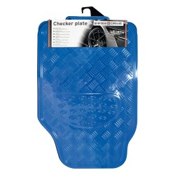 TAPIS CAOUTCHOUC LOOK ALU 4PCS BLEU