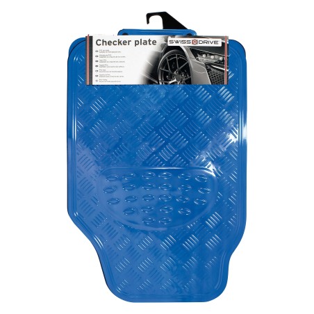 TAPIS CAOUTCHOUC LOOK ALU 4PCS BLEU