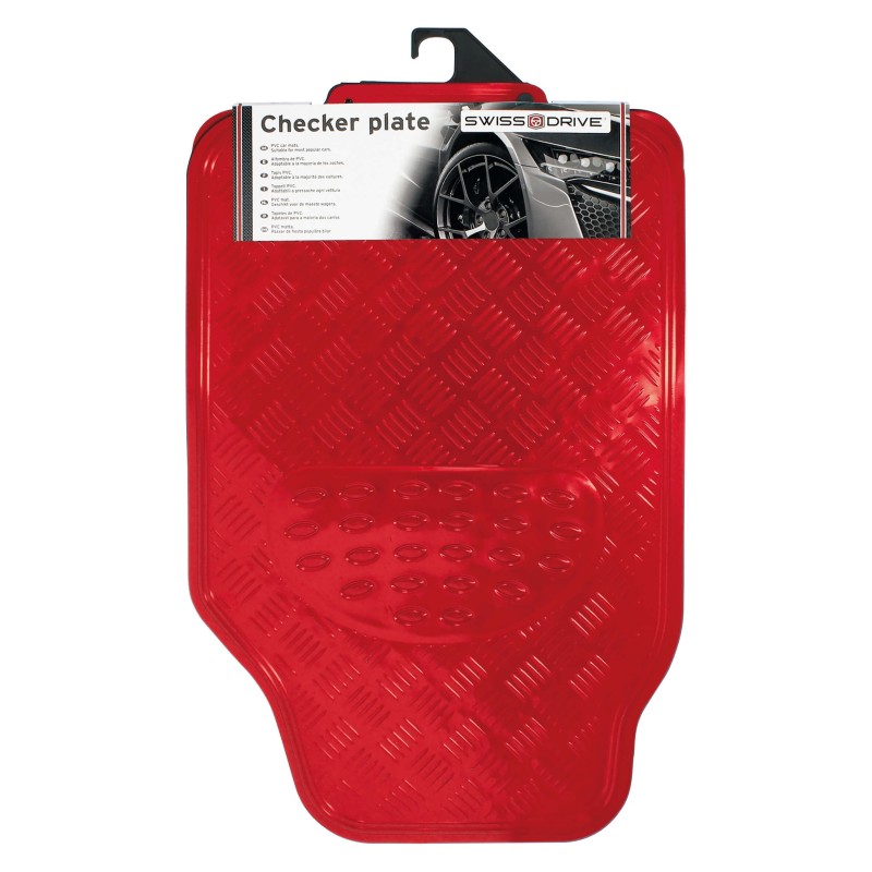 TAPIS CAOUTCHOUC LOOK ALU 4PCS ROUGE