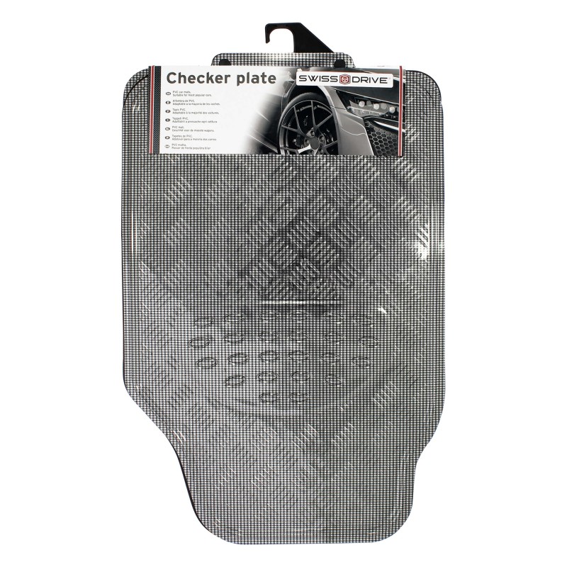TAPIS CAOUTCHOUC LOOK ALU 4PCS CARBONE
