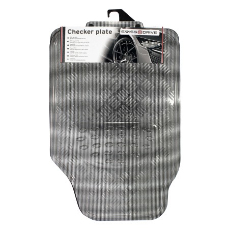 TAPIS CAOUTCHOUC LOOK ALU 4PCS CARBONE