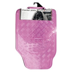 TAPIS CAOUTCHOUC LOOK ALU 4PCS ROSE