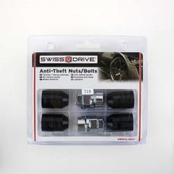 ECROUS ANTIVOL NOIR CHROME 12X1.50 4PCS+2 CLEFS AVEC NUMERO DE SERIE