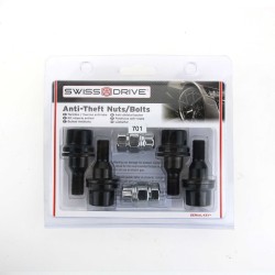 VIS ANTIVOL NOIR CHROME 12X1.25 L37 4PCS+2 CLEFS AVEC NUMERO DE SERIE