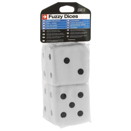 DOUBLE DES EN PELUCHE A SUSPENDRE 6X6CM BLANCS