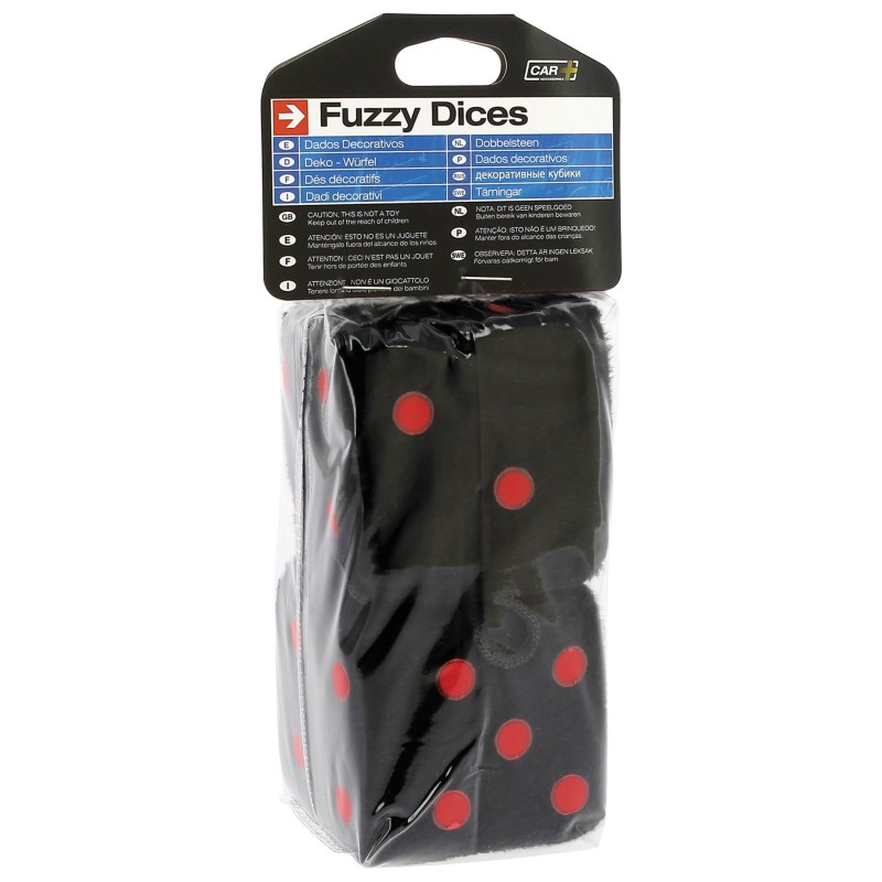 DOUBLE DES EN PELUCHE 6X6CM NOIR/ROUGE