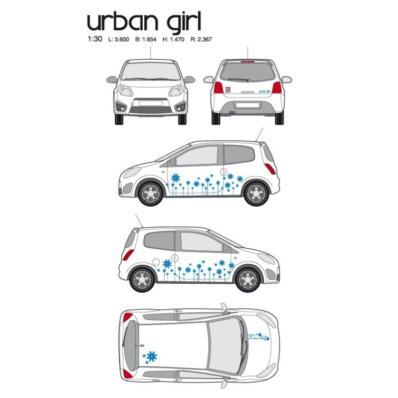 CAR DECO KIT URBAN GIRL-1 M BLEU - FDS