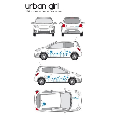 CAR DECO KIT URBAN GIRL-1 M BLEU - FDS