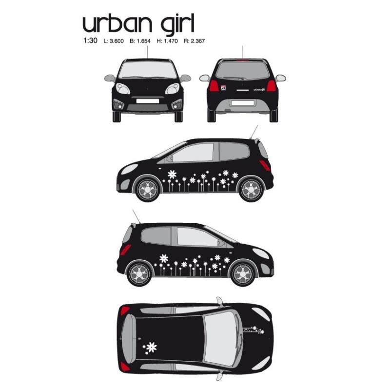 CAR DECO KIT URBAN GIRL-1 M BLANC - FDS