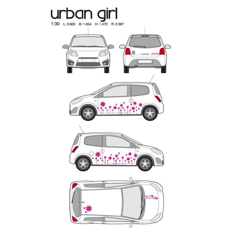 CAR DECO KIT URBAN GIRL-1 M ROSE - FDS
