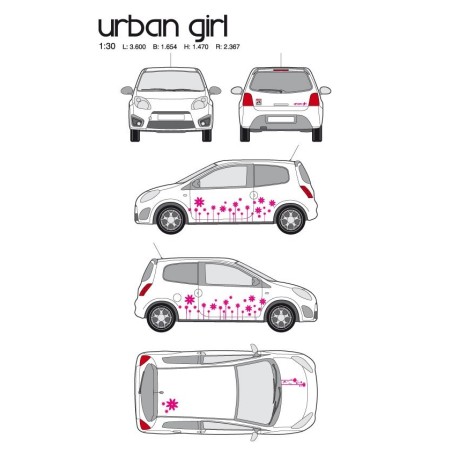 CAR DECO KIT URBAN GIRL-1 M ROSE - FDS