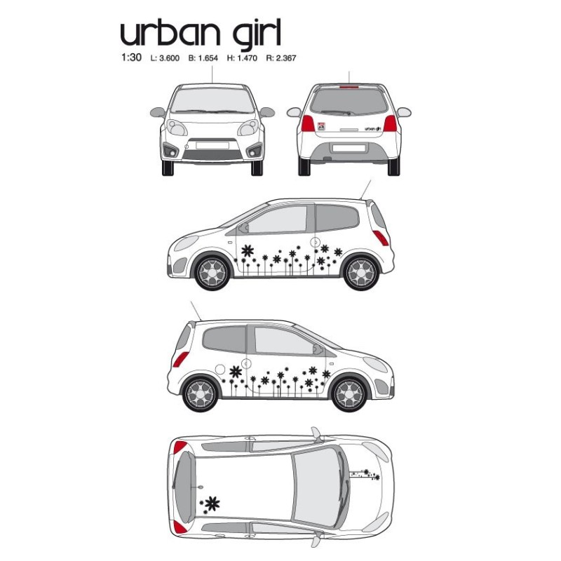 CAR DECO KIT URBAN GIRL-1 M NOIR - FDS