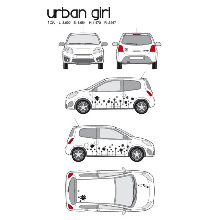 CAR DECO KIT URBAN GIRL-1 M NOIR - FDS