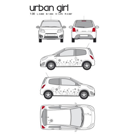 CAR DECO KIT URBAN GIRL-1 M ARGENT - FDS