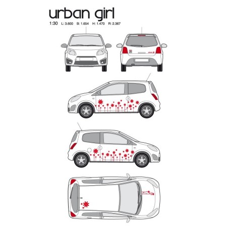CAR DECO KIT URBAN GIRL-1 M ROUGE - FDS