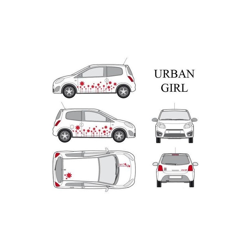 CAR DECO KIT URBAN GIRL-1 S ROUGE - FDS