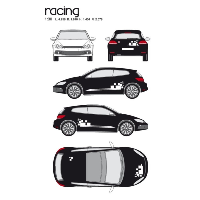 CAR DECO KIT RACING 1 M BLANC - FDS