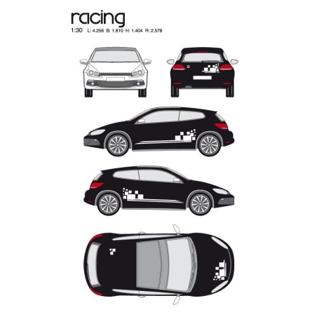 CAR DECO KIT RACING 1 M BLANC - FDS
