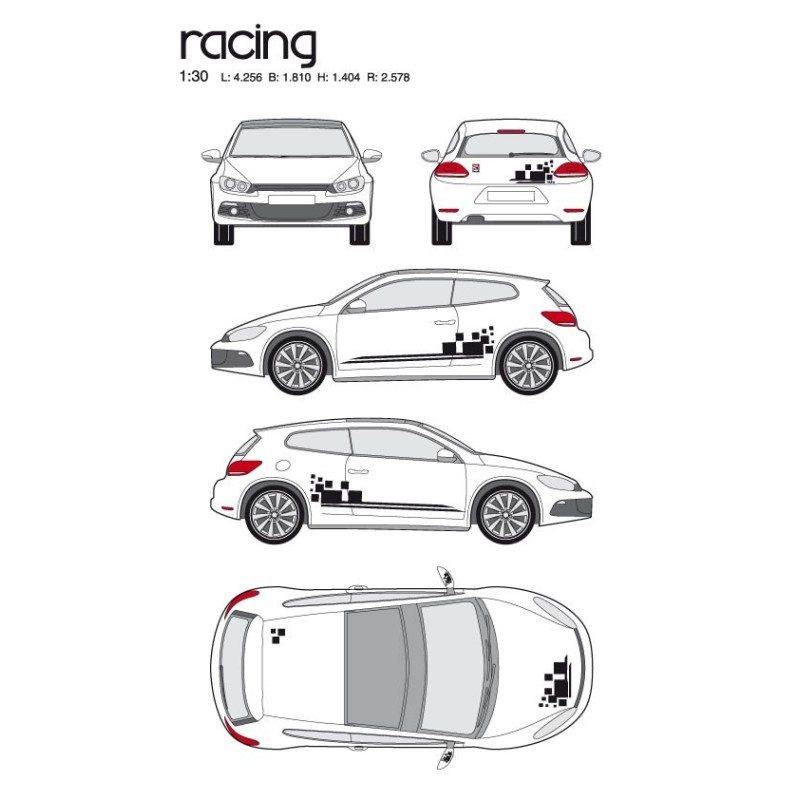 CAR DECO KIT RACING 1 M NOIR - FDS