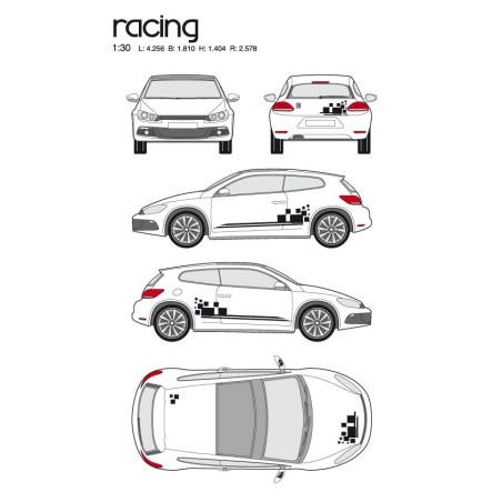 CAR DECO KIT RACING 1 M NOIR - FDS