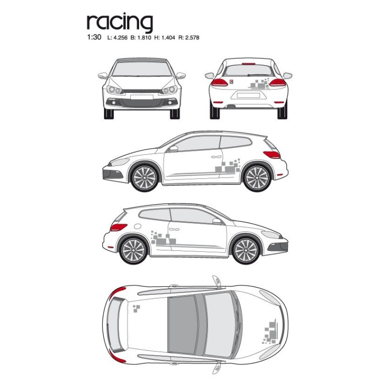 CAR DECO KIT RACING 1 M ARGENT - FDS