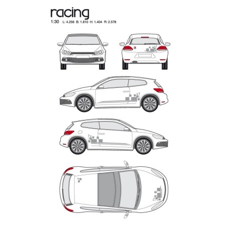 CAR DECO KIT RACING 1 M ARGENT - FDS