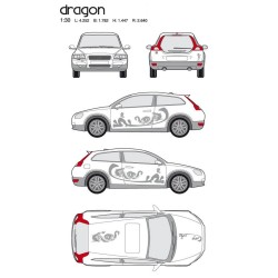 CAR DECO KIT DRAGON TAILLE M ARGENT-FDS