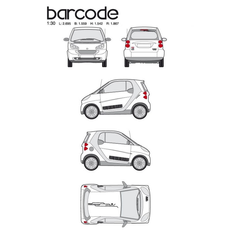 CAR DECO KIT BAR CODE TAILLE M NOIR-FDS