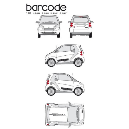 CAR DECO KIT BAR CODE TAILLE M NOIR-FDS