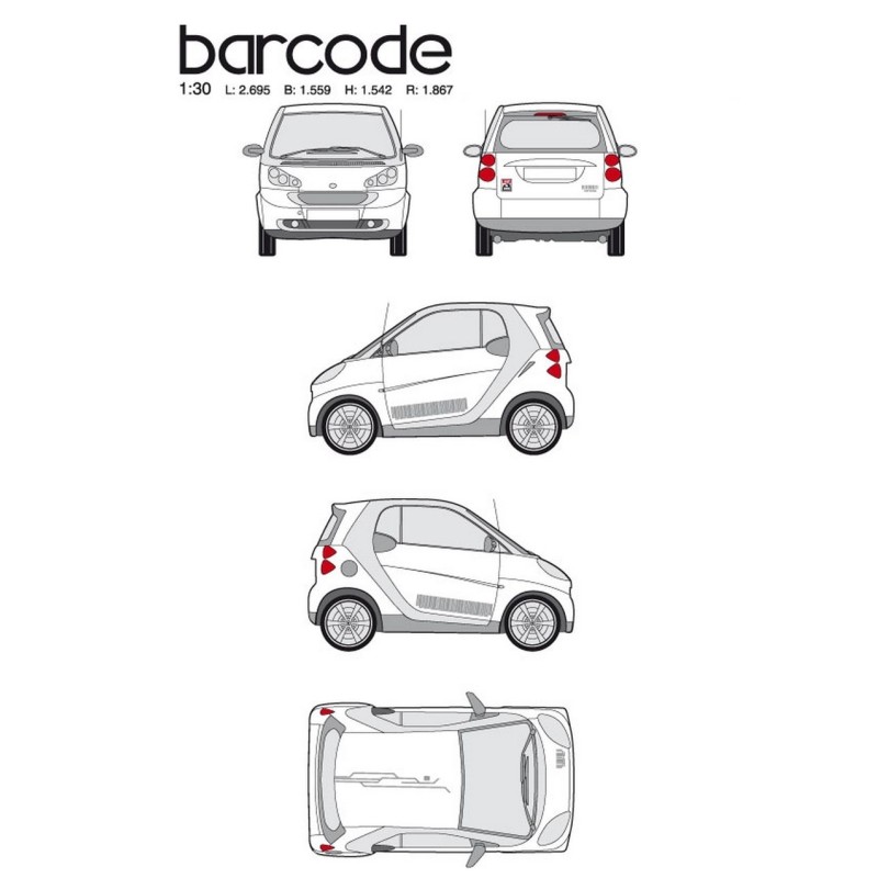 CAR DECO KIT BAR CODE TAILLE M ARGENT-FDS