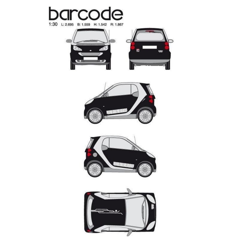 CAR DECO KIT BAR CODE TAILLE S BLANC-FDS