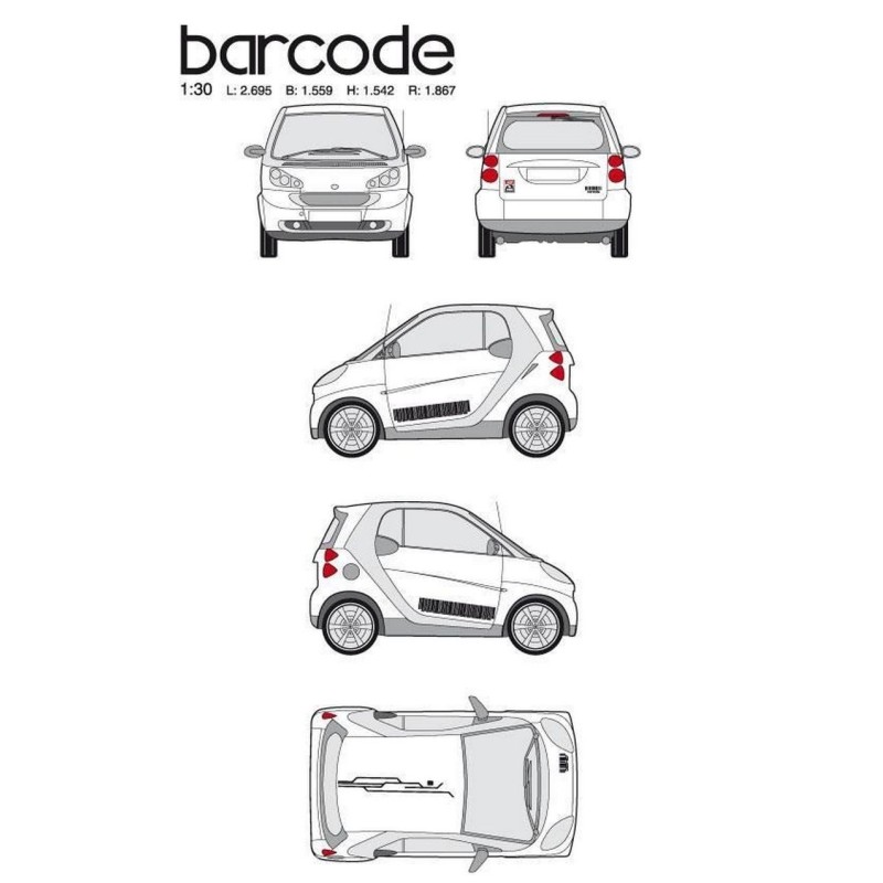 CAR DECO KIT BAR CODE TAILLE S NOIR-FDS