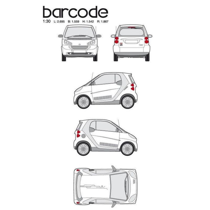 CAR DECO KIT BAR CODE TAILLE S ARGENT-FDS
