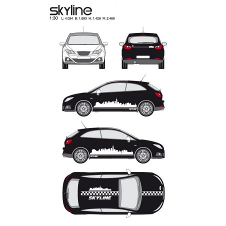 CAR DECO KIT SKYLINE TAILLE M BLANC-FDS