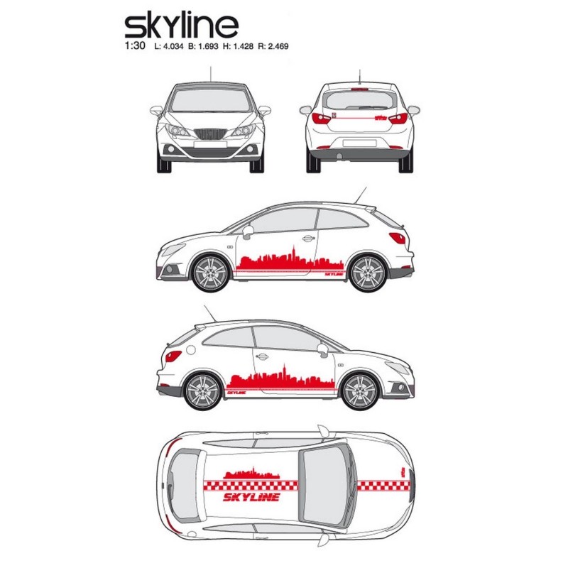 CAR DECO KIT SKYLINE TAILLE M ROUGE-FDS
